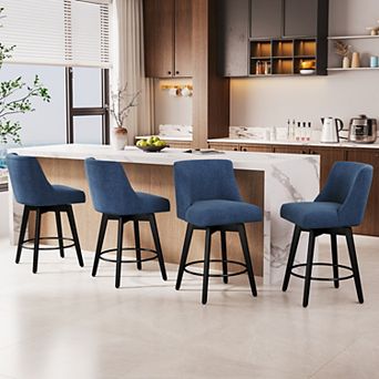 Opoiar 26" Swivel Counter Stools Set of 4, Upholstered, Wood Legs