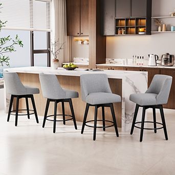 Opoiar 26" Swivel Counter Stools Set of 4, Upholstered, Wood Legs