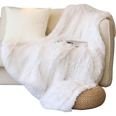 Faux Fur Throw Blanket Soft Reversible Fluffy Shaggy Plush Cozy Blanket