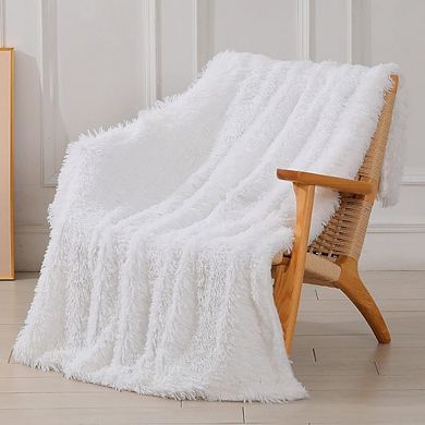 Faux Fur Throw Blanket Soft Reversible Fluffy Shaggy Plush Cozy Blanket