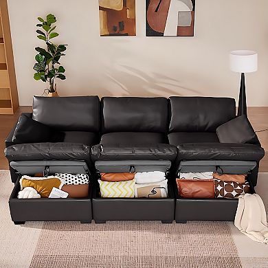 Opoiar 120" Oversized Cloud Sectional Sleeper Sofa Modular Couch Bed with Storage Ottoman