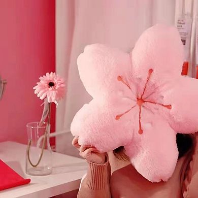 Cherry Blossom Plush Throw Pillow Flower Cushion 15.74 Inch Pink