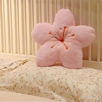 Cherry Blossom Plush Throw Pillow Flower Cushion 15.74 Inch Pink