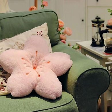 Cherry Blossom Plush Throw Pillow Flower Cushion 15.74 Inch Pink