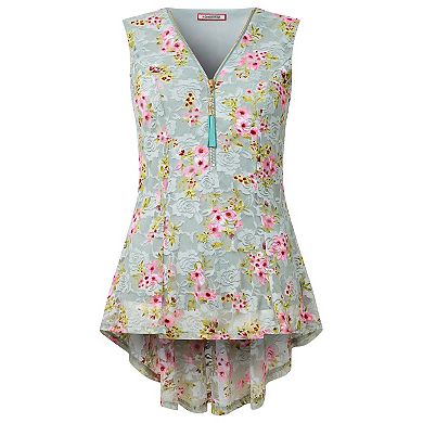 Joe Browns Women's Plus Size Zip Neck Sleeveless Lace Tunic