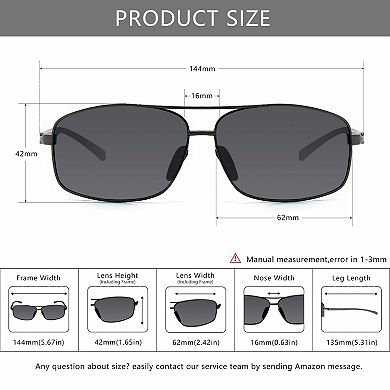 Kaelin Home Ultra Lightweight Rectangular Polarized Sunglasses