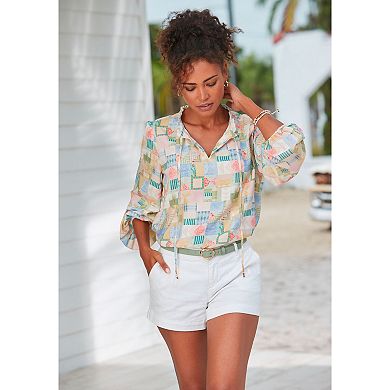 Lascana Women's Printed Tie Neck Blouse