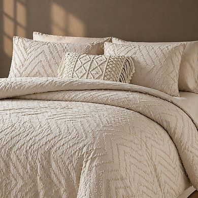 King Size 7 Pieces Bed In A Bag Chevron Tufted Boho Luxury Bedding Set With Sheets Pillowcases Shams