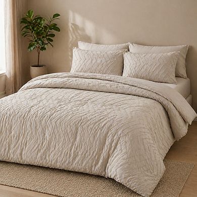 King Size 7 Pieces Bed In A Bag Chevron Tufted Boho Luxury Bedding Set With Sheets Pillowcases Shams