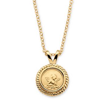 Guardian Angel Charm Necklace Yellow Gold-Plated 18"