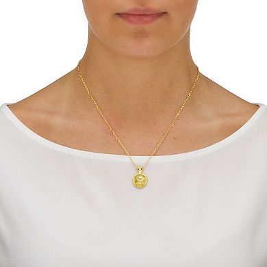Guardian Angel Charm Necklace Yellow Gold-Plated 18"
