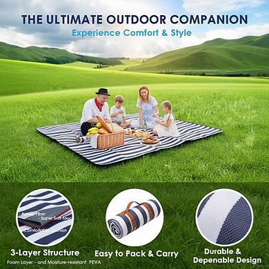 80x80 Waterproof Outdoor Blanket, 3-Layer Foldable for Camping Beach Park