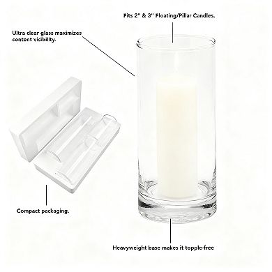 Glass Cylinder Vase Set of 3 Transparent Storm Wedding Table Decorations 6" 7.5" 10.5"
