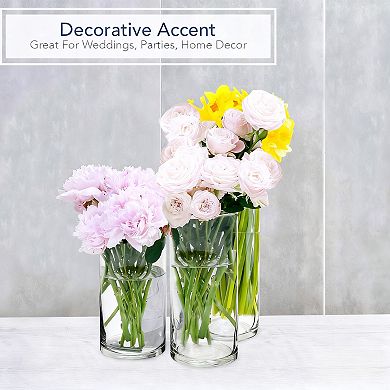 Glass Cylinder Vase Set of 3 Transparent Storm Wedding Table Decorations 6" 7.5" 10.5"