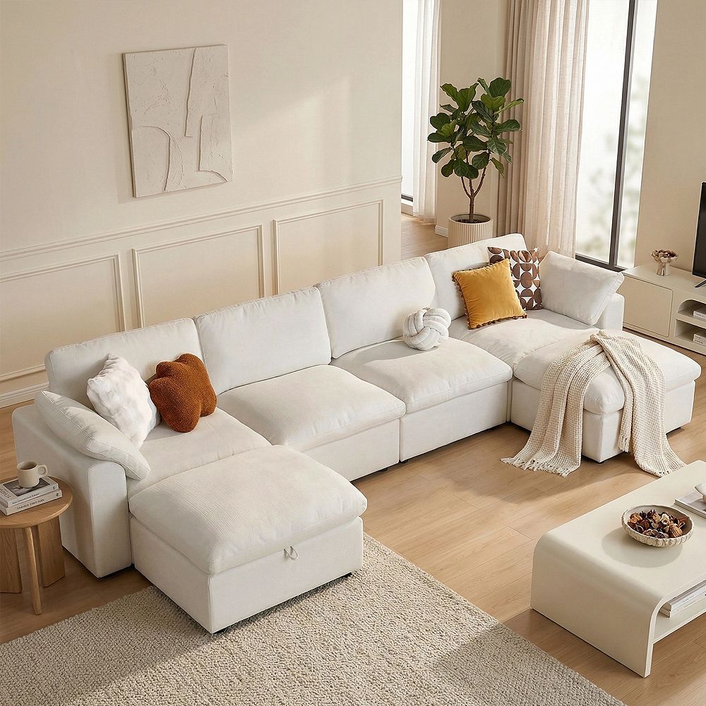 Opoiar 160" Oversized Cloud Sectional Sofa U-Shaped Modular Couch with ...