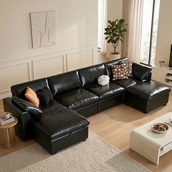 Opoiar 160" Oversized Cloud Sectional Sofa U-Shaped Modular Couch with Storage Ottoman Deep Seat
