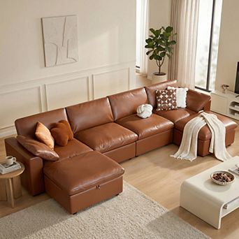 Opoiar 160" Oversized Cloud Sectional Sofa U-Shaped Modular Couch with Storage Ottoman Deep Seat
