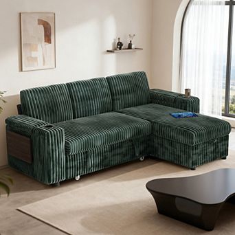 Opoiar 85" Modular 3-Seat L-Shaped Couch, Reclining Back, USB, Cup Holders, Storage Chaise