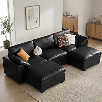 Opoiar 120" Oversized Cloud Sectional Sofa U-Shaped Modular Couch with Storage Ottoman Deep Seat
