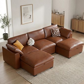 Opoiar 120" Oversized Cloud Sectional Sofa U-Shaped Modular Couch with Storage Ottoman Deep Seat