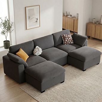 Opoiar 120" Oversized Cloud Sectional Sofa U-Shaped Modular Couch with Storage Ottoman Deep Seat