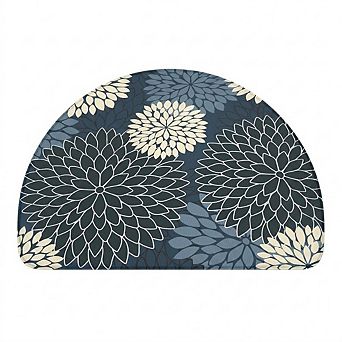 Cushioned Anti Fatigue Half Circle Kitchen Mat Non Slip Waterproof Floral Rug
