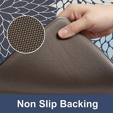 Cushioned Anti Fatigue Half Circle Kitchen Mat Non Slip Waterproof Floral Rug