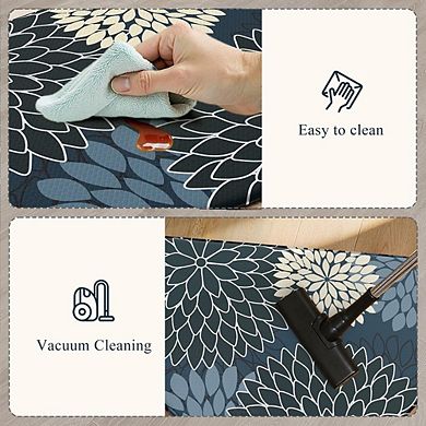 Cushioned Anti Fatigue Half Circle Kitchen Mat Non Slip Waterproof Floral Rug