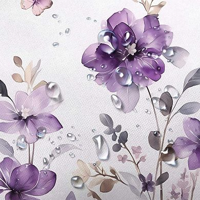 Purple Lavender Floral Butterfly Boho Shower Curtains for Bathroom, with 12PCS Hooks, 70X70IN