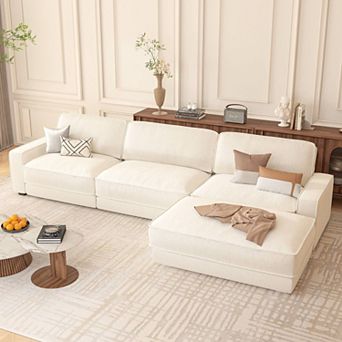 Opoiar 120" Cloud Modular Sectional Sofa, Deep Seat L-Shaped Couch with Chaise, No Assembly