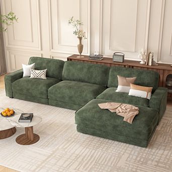 Opoiar 120" Cloud Modular Sectional Sofa, Deep Seat L-Shaped Couch with Chaise, No Assembly