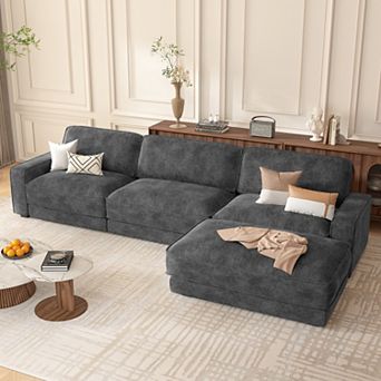 Opoiar 120" Cloud Modular Sectional Sofa, Deep Seat L-Shaped Couch with Chaise, No Assembly