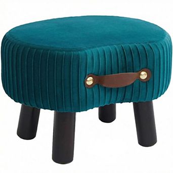 Small footstool with cushion and handle, portable