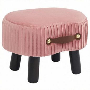 Small footstool with cushion and handle, portable
