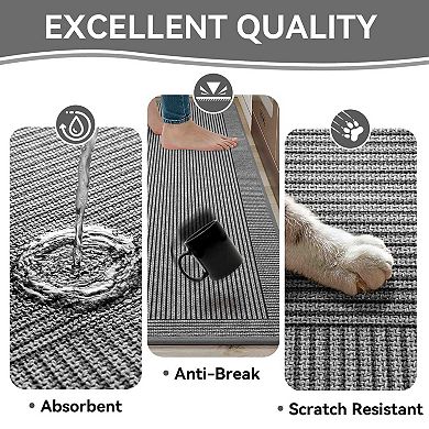 BOGASYL 2 Piece Braided Geometric Kitchen Rug Set