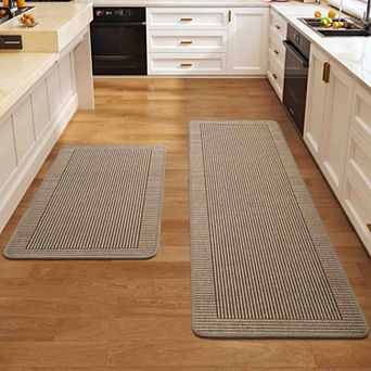 BOGASYL 2 pc Braided Geometric Kitchen Rug Set