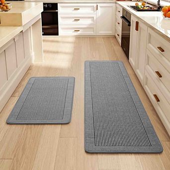 BOGASYL 2 pc Braided Geometric Kitchen Rug Set