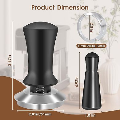 51mm Espresso Accessories Kit, Spring Loaded Calibrated Tamper, WDT Tool and Dosing Funnel