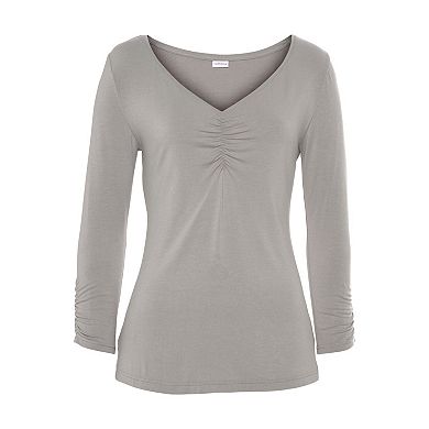 Lascana Women's Ruched 3/4 Sleeve Top