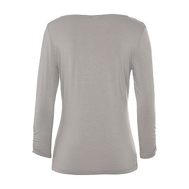 Lascana Women's Ruched 3/4 Sleeve Top