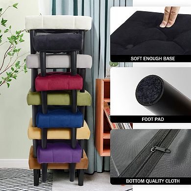 Small footstool, storage, zipper, 15.7x11x9.8 inches