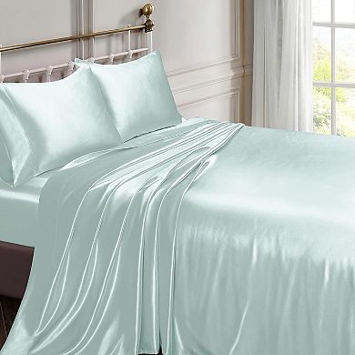 Satin Twin Silky Soft Satin Bed Sheets Sheet Set,Deep Pocket Fitted Sheet,Flat Sheet, Pillowcasesa