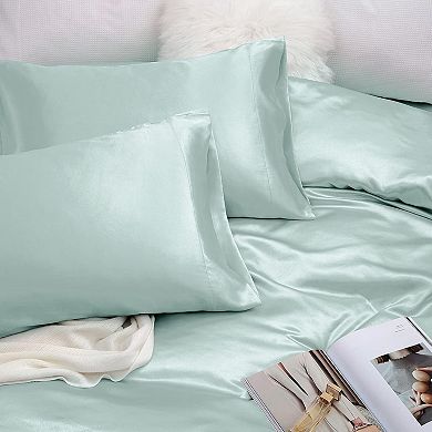 Satin Twin Silky Soft Satin Bed Sheets Sheet Set,Deep Pocket Fitted Sheet,Flat Sheet, Pillowcasesa