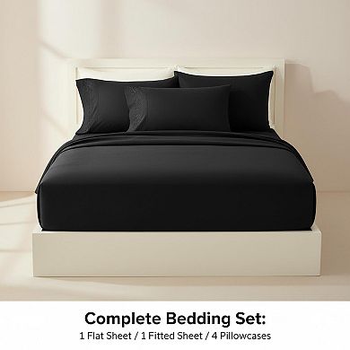 Queen Size 6-Piece Sheet Set Hotel Luxury, Wrinkle-Free Microfiber, 16" Deep Pockets