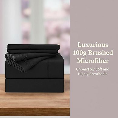 Queen Size 6-Piece Sheet Set Hotel Luxury, Wrinkle-Free Microfiber, 16" Deep Pockets