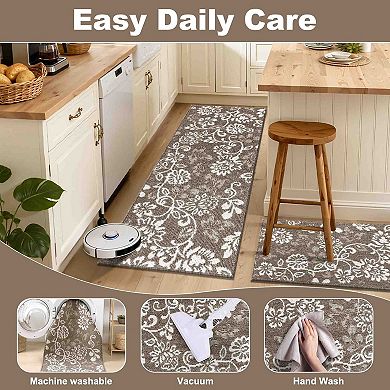 BOGASYL 3 Piece Paisley Kitchen Rug Set