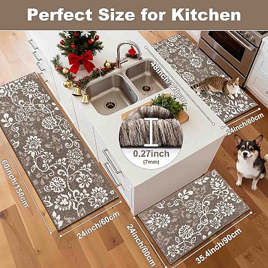 BOGASYL 3 Piece Paisley Kitchen Rug Set