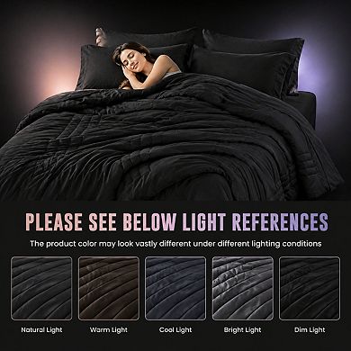 Queen 7-Piece Bed In A Bag Comforter Set Soft All-Season Bedding With Sheets Pillowcases Shams