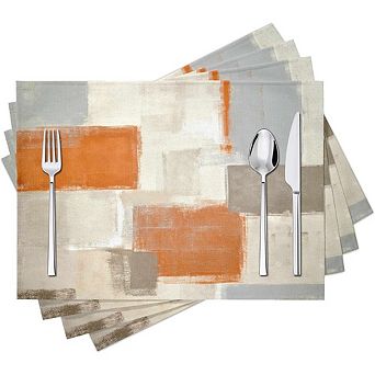 Modern Art Placemats Set of 4, Washable Linen Abstract Table Mats