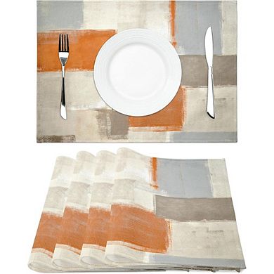 Modern Art Placemats Set of 4, Washable Linen Abstract Table Mats